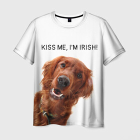 Мужская футболка 3D с принтом Ирландский сеттер в Новосибирске, 100% полиэфир | прямой крой, круглый вырез горловины, длина до линии бедер | Тематика изображения на принте: irish | kiss me | kiss me im irish | ирландец | ирландия | ирландский | ирландский сеттер | красный сеттер | поцелуй меня я ирландец | рыжий сеттер | сеттер