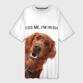 Платье-футболка 3D с принтом Ирландский сеттер в Новосибирске,  |  | Тематика изображения на принте: irish | kiss me | kiss me im irish | ирландец | ирландия | ирландский | ирландский сеттер | красный сеттер | поцелуй меня я ирландец | рыжий сеттер | сеттер