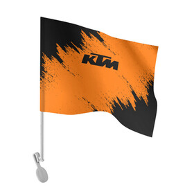 Флаг для автомобиля с принтом KTM в Новосибирске, 100% полиэстер | Размер: 30*21 см | enduro | ktm | moto | motocycle | sportmotorcycle | ктм | мото | мотоспорт