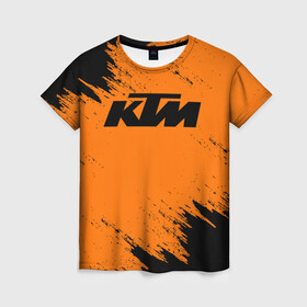 Женская футболка 3D с принтом KTM в Новосибирске, 100% полиэфир ( синтетическое хлопкоподобное полотно) | прямой крой, круглый вырез горловины, длина до линии бедер | enduro | ktm | moto | motocycle | sportmotorcycle | ктм | мото | мотоспорт
