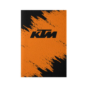 Обложка для паспорта матовая кожа с принтом KTM в Новосибирске, натуральная матовая кожа | размер 19,3 х 13,7 см; прозрачные пластиковые крепления | enduro | ktm | moto | motocycle | sportmotorcycle | ктм | мото | мотоспорт