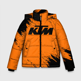 Зимняя куртка для мальчиков 3D с принтом KTM в Новосибирске, ткань верха — 100% полиэстер; подклад — 100% полиэстер, утеплитель — 100% полиэстер | длина ниже бедра, удлиненная спинка, воротник стойка и отстегивающийся капюшон. Есть боковые карманы с листочкой на кнопках, утяжки по низу изделия и внутренний карман на молнии. 

Предусмотрены светоотражающий принт на спинке, радужный светоотражающий элемент на пуллере молнии и на резинке для утяжки | enduro | ktm | moto | motocycle | sportmotorcycle | ктм | мото | мотоспорт