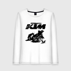 Женский лонгслив хлопок с принтом KTM в Новосибирске, 100% хлопок |  | enduro | ktm | moto | motocycle | sportmotorcycle | ктм | мото | мотоспорт