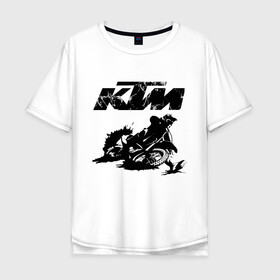 Мужская футболка хлопок Oversize с принтом KTM в Новосибирске, 100% хлопок | свободный крой, круглый ворот, “спинка” длиннее передней части | enduro | ktm | moto | motocycle | sportmotorcycle | ктм | мото | мотоспорт