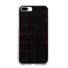 Чехол для iPhone 7Plus/8 Plus матовый с принтом 3D Плиты Red & Black в Новосибирске, Силикон | Область печати: задняя сторона чехла, без боковых панелей | 3d | 3д | 3д полосы | led | led подсветка | красночерный | красный | полосы | свет | свечение | текстуры | черно красный | черный