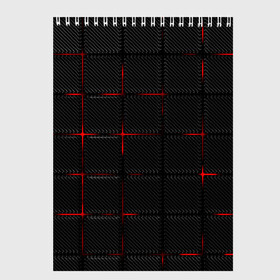 Скетчбук с принтом 3D Плиты Red & Black в Новосибирске, 100% бумага
 | 48 листов, плотность листов — 100 г/м2, плотность картонной обложки — 250 г/м2. Листы скреплены сверху удобной пружинной спиралью | Тематика изображения на принте: 3d | 3д | 3д полосы | led | led подсветка | красночерный | красный | полосы | свет | свечение | текстуры | черно красный | черный
