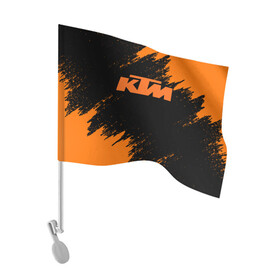 Флаг для автомобиля с принтом KTM в Новосибирске, 100% полиэстер | Размер: 30*21 см | enduro | ktm | moto | moto sport | motocycle | sportmotorcycle | ктм | мото | мото спорт | мотоспорт | спорт мото