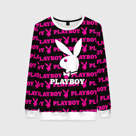 Женский свитшот 3D с принтом PLAYBOY в Новосибирске, 100% полиэстер с мягким внутренним слоем | круглый вырез горловины, мягкая резинка на манжетах и поясе, свободная посадка по фигуре | brand | brazzers | fake taxi | faketaxi | hub | mode | playboy | бразерс | бренд | мода | фейк такси