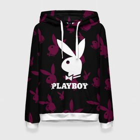 Женская толстовка 3D с принтом PLAYBOY в Новосибирске, 100% полиэстер  | двухслойный капюшон со шнурком для регулировки, мягкие манжеты на рукавах и по низу толстовки, спереди карман-кенгуру с мягким внутренним слоем. | brand | brazzers | fake taxi | faketaxi | hub | mode | playboy | бразерс | бренд | мода | фейк такси