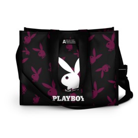 Сумка-шоппер 3D с принтом PLAYBOY в Новосибирске, 100% полиэстер | застегивается на металлическую кнопку; внутренний карман застегивается на молнию. Стенки укреплены специальным мягким материалом, чтобы защитить содержимое от несильных ударов
 | brand | brazzers | fake taxi | faketaxi | hub | mode | playboy | бразерс | бренд | мода | фейк такси