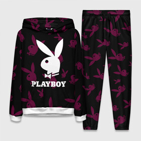 Женский костюм 3D (с толстовкой) с принтом PLAYBOY | ПЛЕЙБОЙ (Z) в Новосибирске,  |  | brand | brazzers | fake taxi | faketaxi | hub | mode | playboy | бразерс | бренд | мода | фейк такси