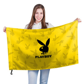 Флаг 3D с принтом PLAYBOY | ПЛЕЙБОЙ (Z) в Новосибирске, 100% полиэстер | плотность ткани — 95 г/м2, размер — 67 х 109 см. Принт наносится с одной стороны | brand | brazzers | fake taxi | faketaxi | hub | mode | playboy | бразерс | бренд | мода | фейк такси