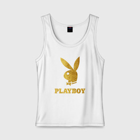 Женская майка хлопок с принтом PLAYBOY GOLD | ЗОЛОТОЙ ПЛЕЙБОЙ (Z) в Новосибирске, 95% хлопок, 5% эластан |  | Тематика изображения на принте: brand | brazzers | fake taxi | faketaxi | hub | mode | playboy | бразерс | бренд | мода | фейк такси