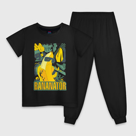 Детская пижама хлопок с принтом BANANATOR в Новосибирске, 100% хлопок |  брюки и футболка прямого кроя, без карманов, на брюках мягкая резинка на поясе и по низу штанин
 | банан | босс | дизайн | еда | желтый | подарок | стиль | терминатор