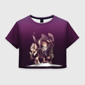 Женская футболка Crop-top 3D с принтом Чуя Накахара в Новосибирске, 100% полиэстер | круглая горловина, длина футболки до линии талии, рукава с отворотами | bungou stray dogs | chua nakahara | великие из бродячих псов | чуя накахара