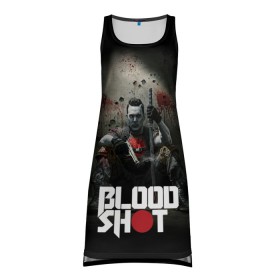 Платье-майка 3D с принтом BloodShot в Новосибирске, 100% полиэстер | полуприлегающий силуэт, широкие бретели, круглый вырез горловины, удлиненный подол сзади. | bloodshot | valiant | vin diesel | бладшот | вин дизель | кино | фильм | фильм 2020