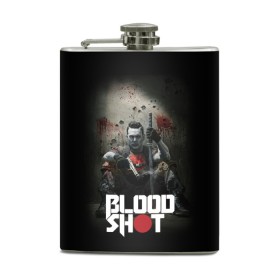 Фляга с принтом BloodShot в Новосибирске, металлический корпус | емкость 0,22 л, размер 125 х 94 мм. Виниловая наклейка запечатывается полностью | bloodshot | valiant | vin diesel | бладшот | вин дизель | кино | фильм | фильм 2020