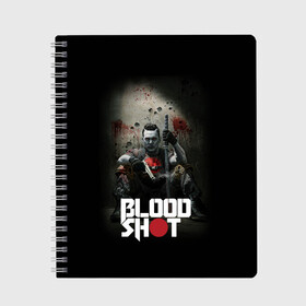 Тетрадь с принтом BloodShot в Новосибирске, 100% бумага | 48 листов, плотность листов — 60 г/м2, плотность картонной обложки — 250 г/м2. Листы скреплены сбоку удобной пружинной спиралью. Уголки страниц и обложки скругленные. Цвет линий — светло-серый
 | Тематика изображения на принте: bloodshot | valiant | vin diesel | бладшот | вин дизель | кино | фильм | фильм 2020