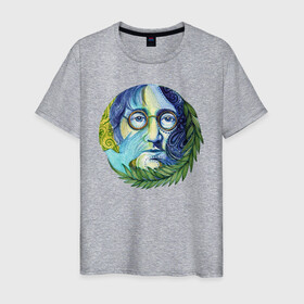Мужская футболка хлопок с принтом John Lennon в Новосибирске, 100% хлопок | прямой крой, круглый вырез горловины, длина до линии бедер, слегка спущенное плечо. | beatles | imagine | john | lennon | the beatles | автограф | битлз | битлы | группа | джон | купить | леннон | леннона | очки | рок н ролл | с группы | хиппи