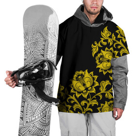 Накидка на куртку 3D с принтом Золотая хохлома в Новосибирске, 100% полиэстер |  | бесконечный | бесшовный | жёлтый | завиток | золото | линия | лист | орнамент | повторение | позолоченный | природа | растение | роспись | русский | узор | цветок | чёрный | элемент
