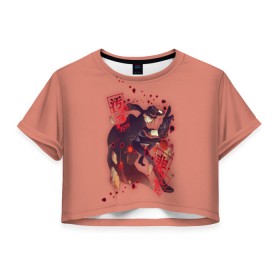 Женская футболка Crop-top 3D с принтом Чуя Накахара в Новосибирске, 100% полиэстер | круглая горловина, длина футболки до линии талии, рукава с отворотами | bungou stray dogs | великие из бродячих псов | чуя