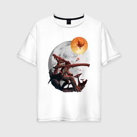 Женская футболка хлопок Oversize с принтом Bloodborne в Новосибирске, 100% хлопок | свободный крой, круглый ворот, спущенный рукав, длина до линии бедер
 | bladborn | bloodborne | dark souls | jhy | kfl | бладборн | идщщвищкту