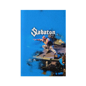 Обложка для паспорта матовая кожа с принтом Sabaton в Новосибирске, натуральная матовая кожа | размер 19,3 х 13,7 см; прозрачные пластиковые крепления | Тематика изображения на принте: 