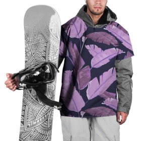 Накидка на куртку 3D с принтом Tropical leaves 4 purple в Новосибирске, 100% полиэстер |  | Тематика изображения на принте: leaves | palms. тропические | tropical | листья | пальмы