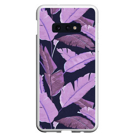 Чехол для Samsung S10E с принтом Tropical leaves 4 purple в Новосибирске, Силикон | Область печати: задняя сторона чехла, без боковых панелей | Тематика изображения на принте: leaves | palms. тропические | tropical | листья | пальмы