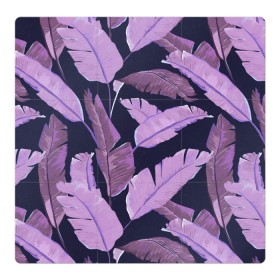 Магнитный плакат 3Х3 с принтом Tropical leaves 4 purple в Новосибирске, Полимерный материал с магнитным слоем | 9 деталей размером 9*9 см | Тематика изображения на принте: leaves | palms. тропические | tropical | листья | пальмы