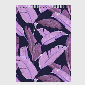 Скетчбук с принтом Tropical leaves 4 purple в Новосибирске, 100% бумага
 | 48 листов, плотность листов — 100 г/м2, плотность картонной обложки — 250 г/м2. Листы скреплены сверху удобной пружинной спиралью | Тематика изображения на принте: leaves | palms. тропические | tropical | листья | пальмы