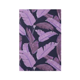 Обложка для паспорта матовая кожа с принтом Tropical leaves 4 purple в Новосибирске, натуральная матовая кожа | размер 19,3 х 13,7 см; прозрачные пластиковые крепления | leaves | palms. тропические | tropical | листья | пальмы