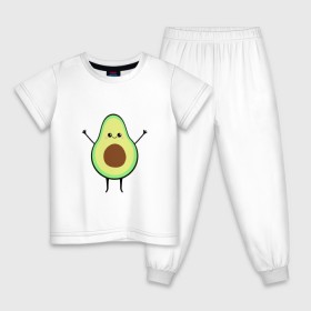 Детская пижама хлопок с принтом Милый авокадо в Новосибирске, 100% хлопок |  брюки и футболка прямого кроя, без карманов, на брюках мягкая резинка на поясе и по низу штанин
 | avocado | авокадо | еда | милый авокадо | прикольная картинка | фрукт