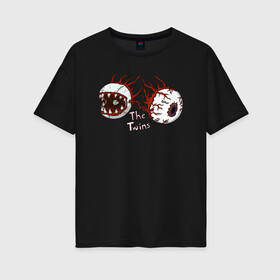 Женская футболка хлопок Oversize с принтом Terraria в Новосибирске, 100% хлопок | свободный крой, круглый ворот, спущенный рукав, длина до линии бедер
 | brain of cthulhu | eater of worlds | eye of cthulhu | game | king slime | moon lord | queen bee | skeletron | terka | terra | terraria | the twin | twins | игры | майнкрафт | терария | терка | террария