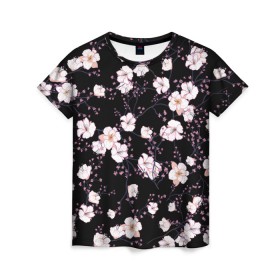 Женская футболка 3D с принтом САКУРА в Новосибирске, 100% полиэфир ( синтетическое хлопкоподобное полотно) | прямой крой, круглый вырез горловины, длина до линии бедер | chery | flowers | japan | sakura | вишня | растения | сакура | цветы | цветы сакуры | япония