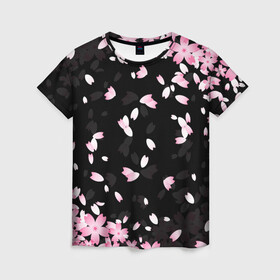 Женская футболка 3D с принтом САКУРА SAKURA в Новосибирске, 100% полиэфир ( синтетическое хлопкоподобное полотно) | прямой крой, круглый вырез горловины, длина до линии бедер | chery | flowers | japan | sakura | вишня | растения | сакура | цветы | цветы сакуры | япония