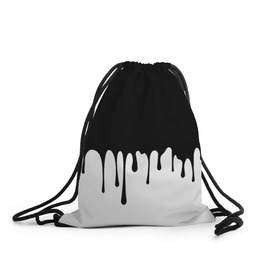 Рюкзак-мешок 3D с принтом Drop в Новосибирске, 100% полиэстер | плотность ткани — 200 г/м2, размер — 35 х 45 см; лямки — толстые шнурки, застежка на шнуровке, без карманов и подкладки | Тематика изображения на принте: белые | капля | черно белые | черные
