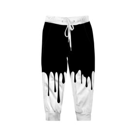 Детские брюки 3D с принтом Drop в Новосибирске, 100% полиэстер | манжеты по низу, эластичный пояс регулируется шнурком, по бокам два кармана без застежек, внутренняя часть кармана из мелкой сетки | белые | капля | черно белые | черные