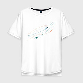 Мужская футболка хлопок Oversize с принтом Flight track в Новосибирске, 100% хлопок | свободный крой, круглый ворот, “спинка” длиннее передней части | авиация | пилот | самолет | стюардесса
