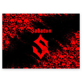 Поздравительная открытка с принтом SABATON в Новосибирске, 100% бумага | плотность бумаги 280 г/м2, матовая, на обратной стороне линовка и место для марки
 | Тематика изображения на принте: sabaton | skull | даниель муллбак | йоаким броден | крис рёланд | оскар монтелиус | пэр сундстрём | рикард сунден | сабатон | скелет | тоббе энглунд | томми юханссон | ханнес ван дал | черепа