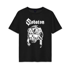 Женская футболка хлопок Oversize с принтом SABATON в Новосибирске, 100% хлопок | свободный крой, круглый ворот, спущенный рукав, длина до линии бедер
 | sabaton | даниель муллбак | йоаким броден | крис рёланд | оскар монтелиус | пэр сундстрём | рикард сунден | сабатон | тоббе энглунд | томми юханссон | ханнес ван дал