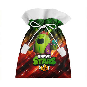 Подарочный 3D мешок с принтом Brawn Stars Spike в Новосибирске, 100% полиэстер | Размер: 29*39 см | Тематика изображения на принте: brawl | brawl stars | brawlstars | brawl_stars | jessie | poco | бравл | бравлстарс | поко