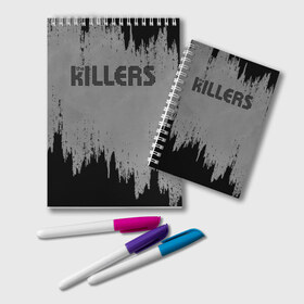 Блокнот с принтом The Killers Logo в Новосибирске, 100% бумага | 48 листов, плотность листов — 60 г/м2, плотность картонной обложки — 250 г/м2. Листы скреплены удобной пружинной спиралью. Цвет линий — светло-серый
 | brandon flowers | david keuning | killers | альтернативный рок | брэндон флауэрс | дэйв кенинг | инди рок | постпанк ривайвл | хартленд рок