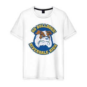 Мужская футболка хлопок с принтом GO BULLDOGS в Новосибирске, 100% хлопок | прямой крой, круглый вырез горловины, длина до линии бедер, слегка спущенное плечо. | archie | betty cooper | cw | go bulldogs | jughead | pop s | riverdale | vdgerir | ривердейл | сидаб