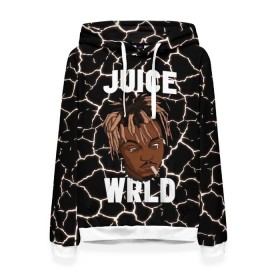 Женская толстовка 3D с принтом Juice WRLD. в Новосибирске, 100% полиэстер  | двухслойный капюшон со шнурком для регулировки, мягкие манжеты на рукавах и по низу толстовки, спереди карман-кенгуру с мягким внутренним слоем. | eminem | godzilla | juice wrld | rap | американский рэпер | годзила | зарубежный реп | маршалл брюс мэтерс | музыка | реп | рэпер | эминем