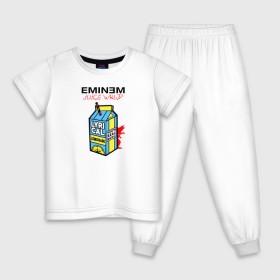 Детская пижама хлопок с принтом Eminem Juice WRLD Godzilla в Новосибирске, 100% хлопок |  брюки и футболка прямого кроя, без карманов, на брюках мягкая резинка на поясе и по низу штанин
 | Тематика изображения на принте: 100 сок | eminem | godzilla | juice | juice wrld | logo | music | rap | альбом | годзилла | джус | джюс | лейбл | лирика | лирический | лого | логотип | рэп | сок | трубочка | эминем
