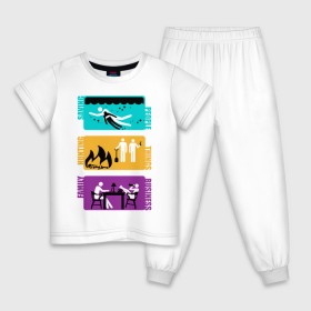 Детская пижама хлопок с принтом Supernatural - Family Business в Новосибирске, 100% хлопок |  брюки и футболка прямого кроя, без карманов, на брюках мягкая резинка на поясе и по низу штанин
 | supernatural | vdzabma | сверхъестественное