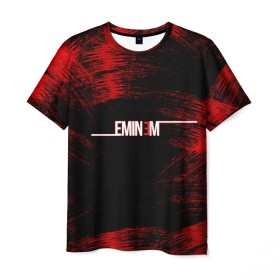 Мужская футболка 3D с принтом Eminem в Новосибирске, 100% полиэфир | прямой крой, круглый вырез горловины, длина до линии бедер | 3d | eminem | группа | исполнитель | лого | логотип | музыка | музыкант | надпись | реп | репер