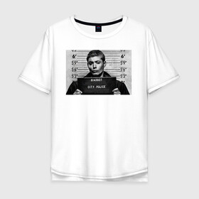 Мужская футболка хлопок Oversize с принтом Dean Winchester в Новосибирске, 100% хлопок | свободный крой, круглый ворот, “спинка” длиннее передней части | dean winchester | supernatural | vdzabma | дин винчестер | сверхъестественное