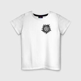 Детская футболка хлопок с принтом Supernatural Pentagram в Новосибирске, 100% хлопок | круглый вырез горловины, полуприлегающий силуэт, длина до линии бедер | Тематика изображения на принте: supernatural | vdzabma | сверхъестественное